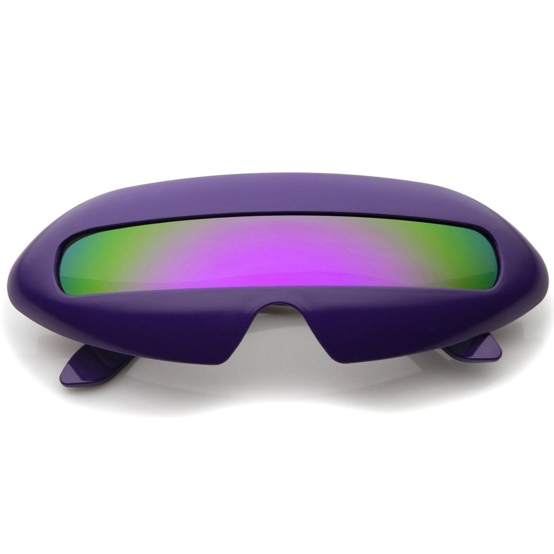 Futuristic Shield Sunglasses 70mm Colored Mirror Lens Wrap Around Frame Image 6