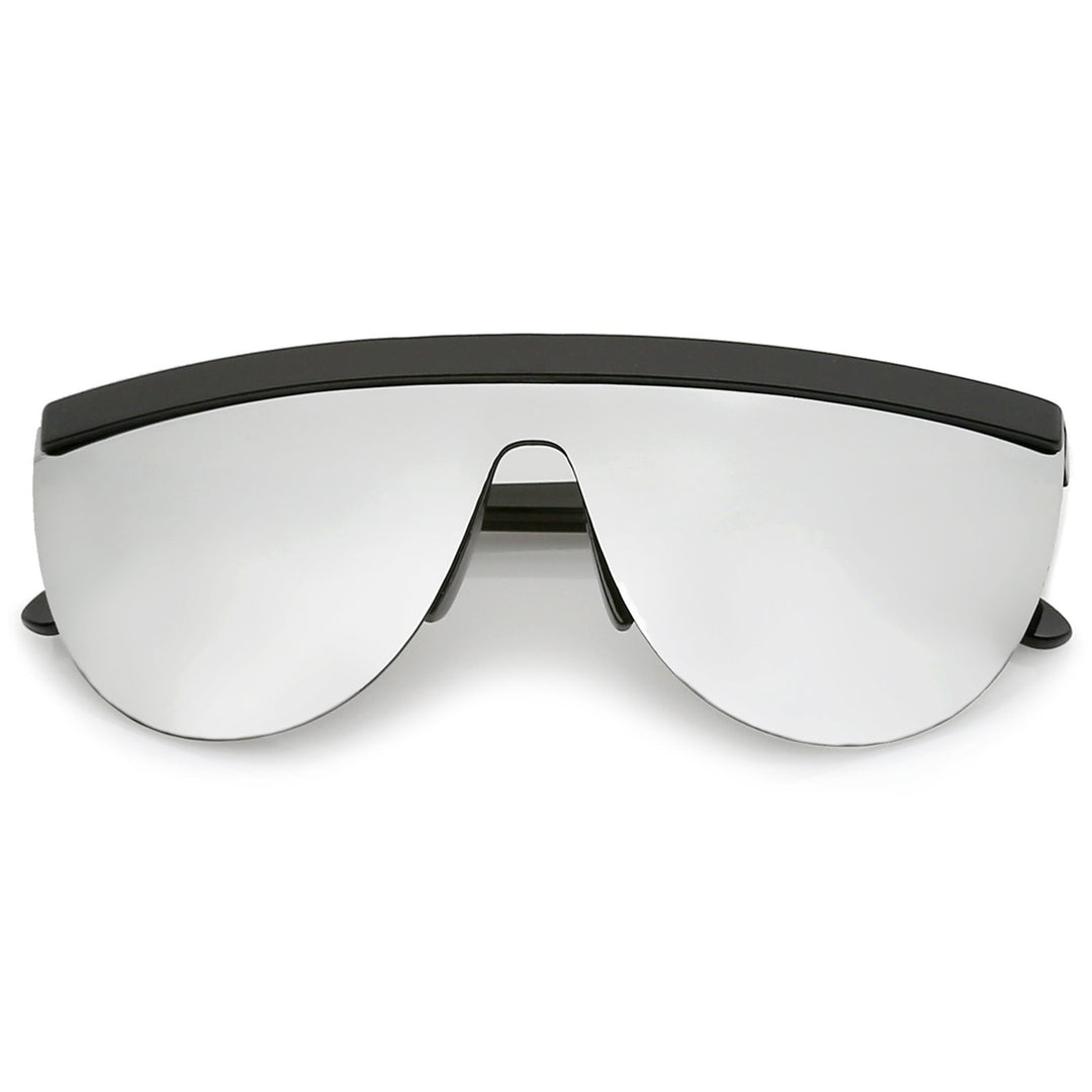 Futuristic Semi-Rimless Flat Top Colored Mirror Mono Lens Shield Sunglasses 65mm Image 1
