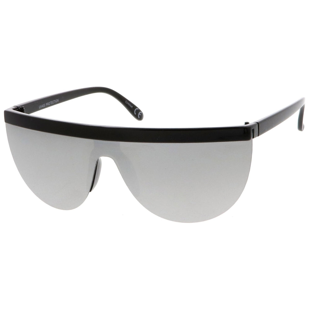 Futuristic Semi-Rimless Flat Top Colored Mirror Mono Lens Shield Sunglasses 65mm Image 2