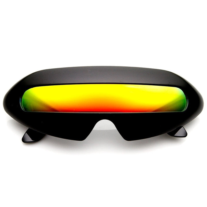 Futuristic Shield Oval Party Sunglasses UV Protected Colored Lens Frame 125mm Image 1