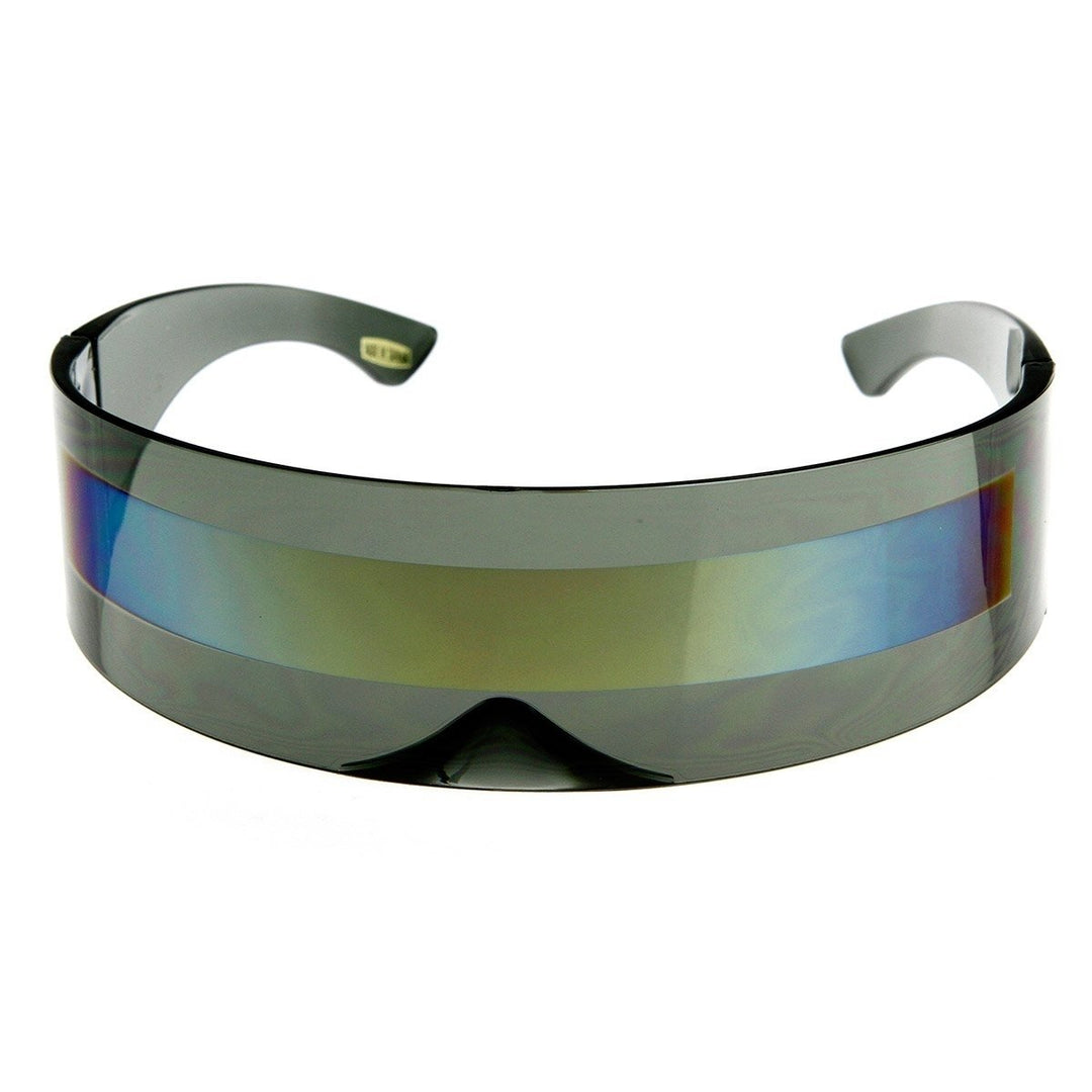 Futuristic Wrap Around Monoblock Shield Sunglasses UV Protected Frame 70mm Lens Image 1