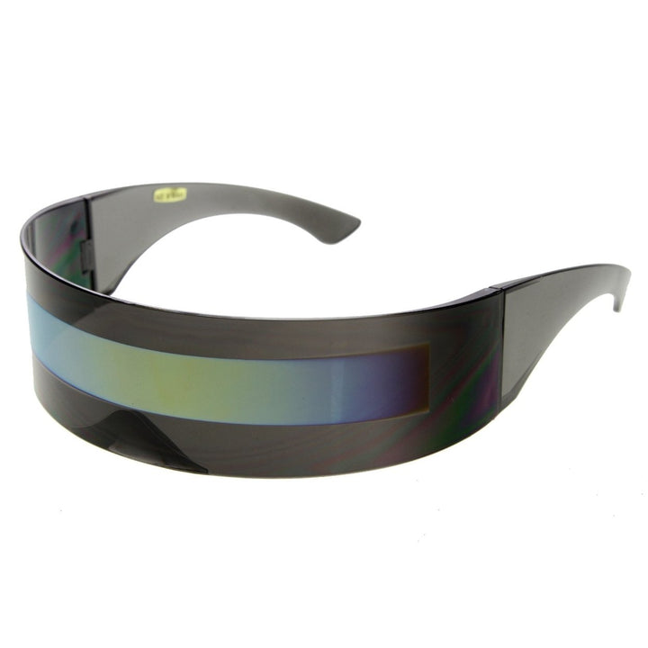 Futuristic Wrap Around Monoblock Shield Sunglasses UV Protected Frame 70mm Lens Image 2