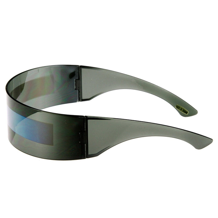 Futuristic Wrap Around Monoblock Shield Sunglasses UV Protected Frame 70mm Lens Image 3