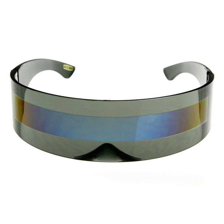 Futuristic Wrap Around Monoblock Shield Sunglasses UV Protected Frame 70mm Lens Image 6