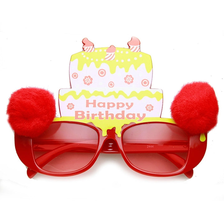 Happy Birthday Cake Furry Ball Colorful Bday Party Sunglasses Image 1