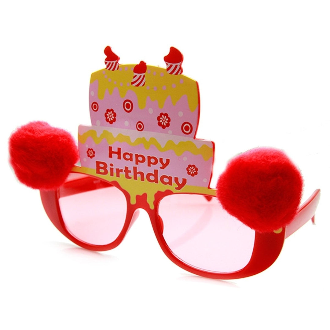Happy Birthday Cake Furry Ball Colorful Bday Party Sunglasses Image 2