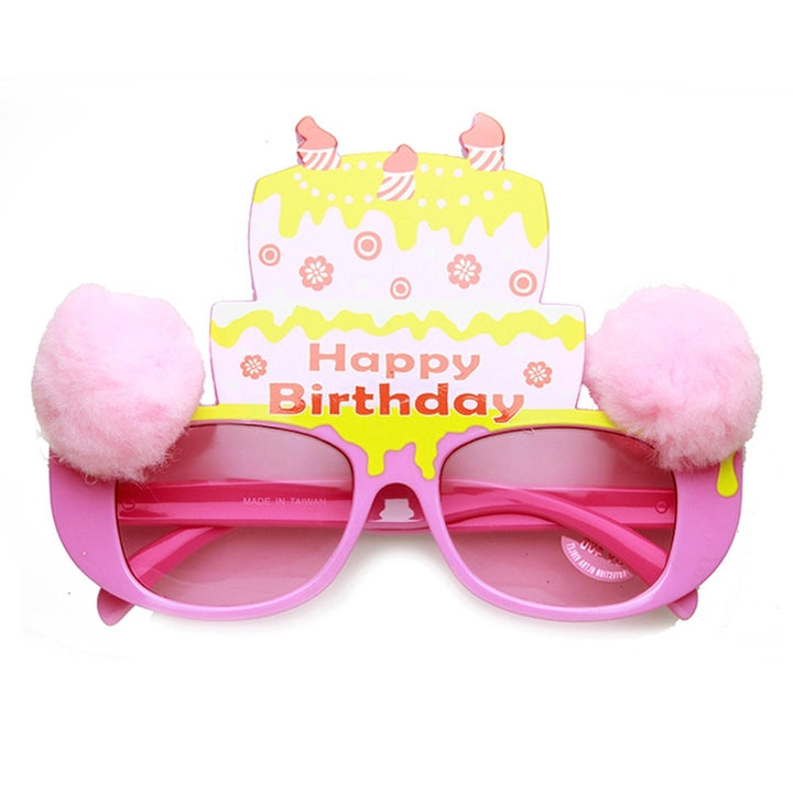Happy Birthday Cake Furry Ball Colorful Bday Party Sunglasses Image 4