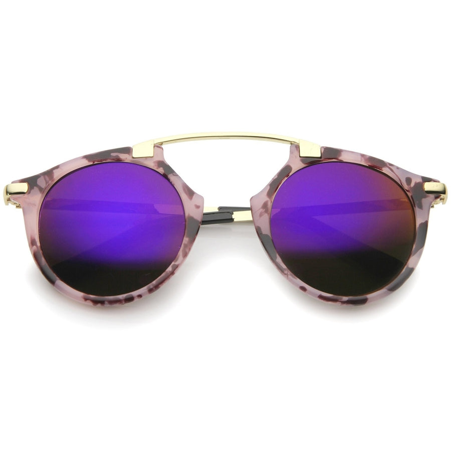 High Fashion Arched Marble Color Frame Color Mirror Pantos Aviator Sunglasses 48mm Image 1
