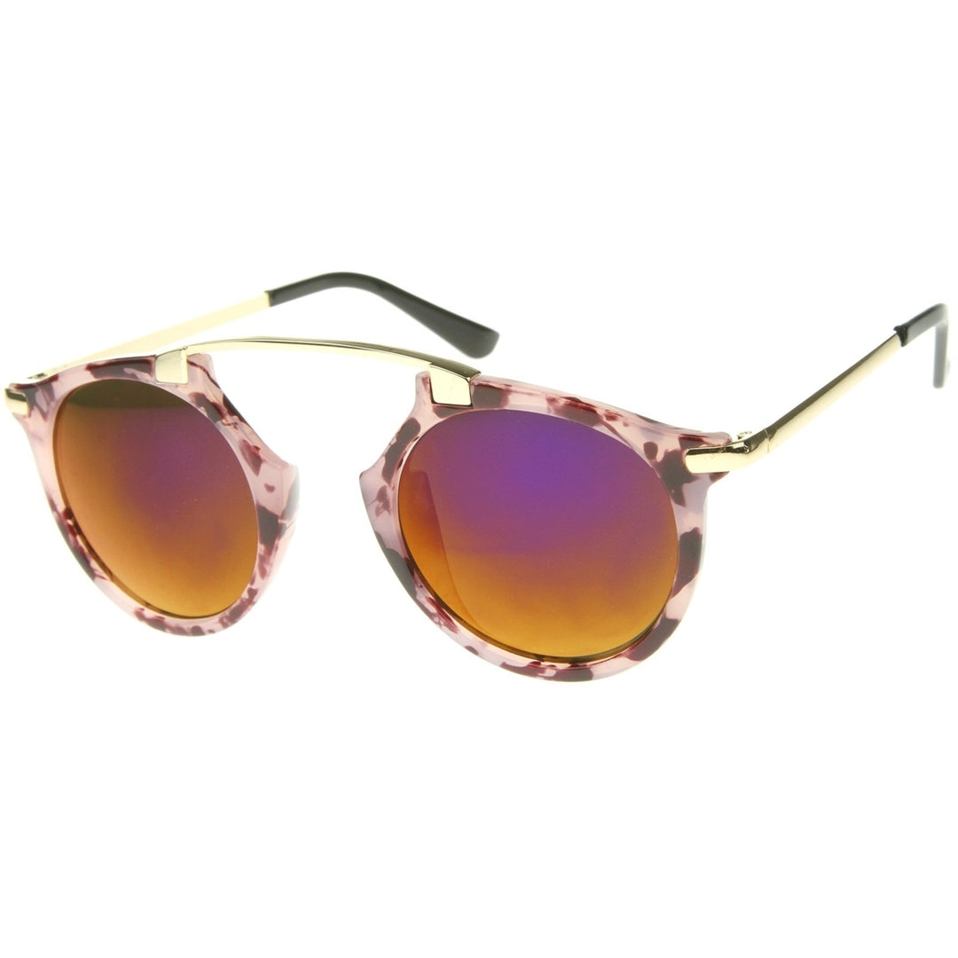 High Fashion Arched Marble Color Frame Color Mirror Pantos Aviator Sunglasses 48mm Image 2