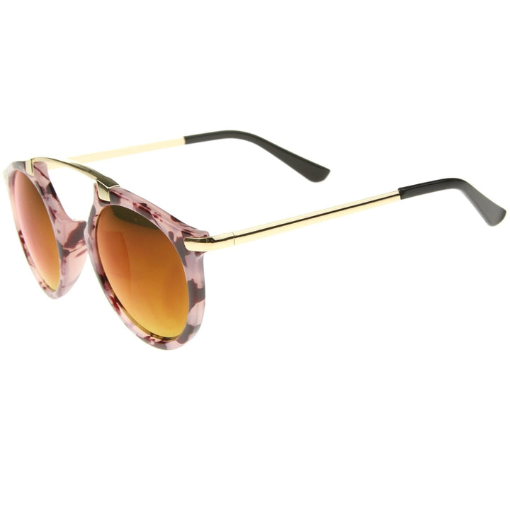 High Fashion Arched Marble Color Frame Color Mirror Pantos Aviator Sunglasses 48mm Image 3