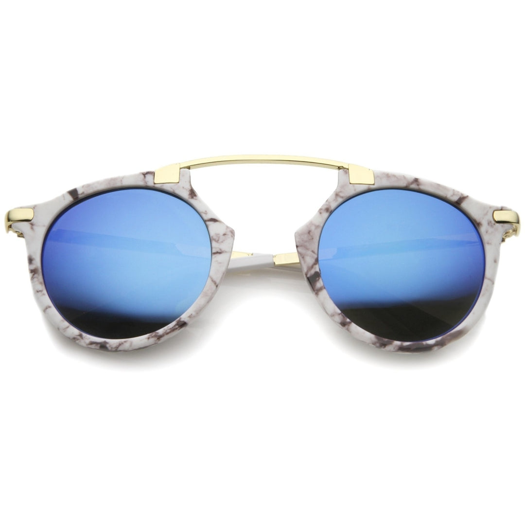 High Fashion Arched Marble Color Frame Color Mirror Pantos Aviator Sunglasses 48mm Image 4
