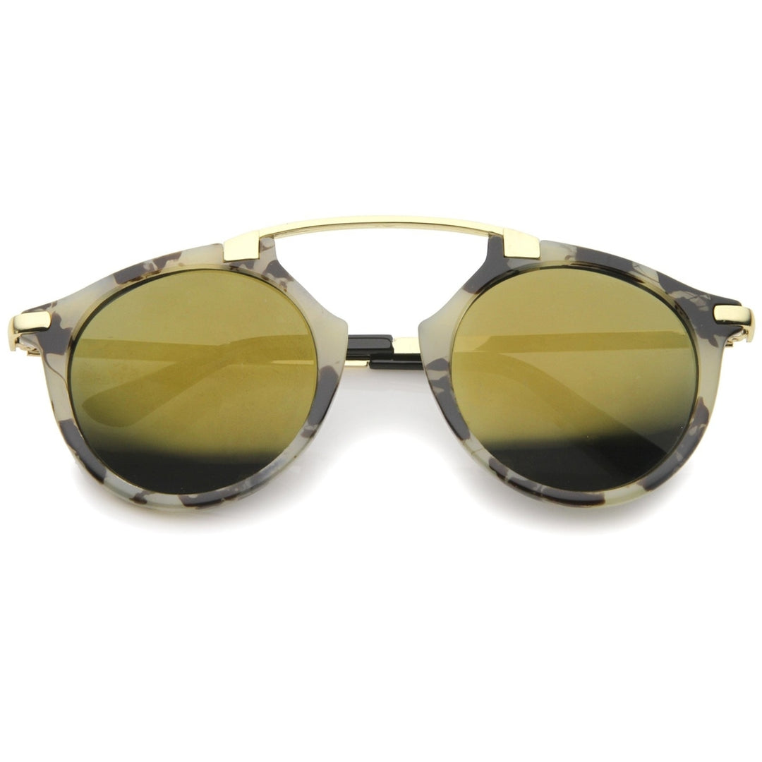 High Fashion Arched Marble Color Frame Color Mirror Pantos Aviator Sunglasses 48mm Image 6