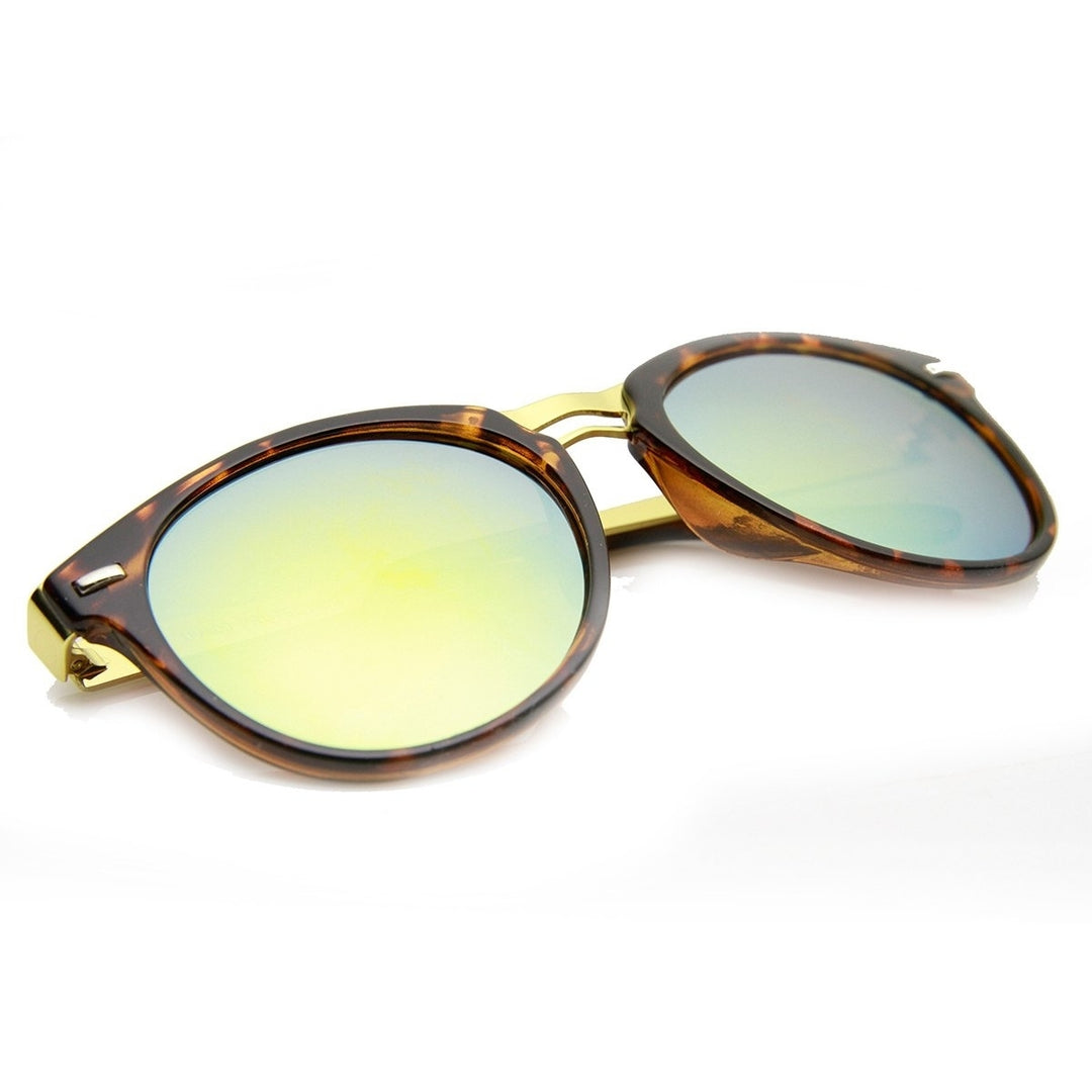 High Fashion Design Metal Temple Color Mirror Lens Round P3 Sunglasses Image 3