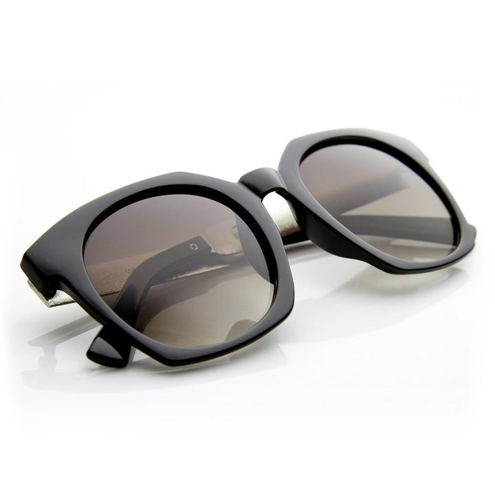 High Fashion Metal Temple Square Frame Womens Cat Eye Sunglasses Image 4