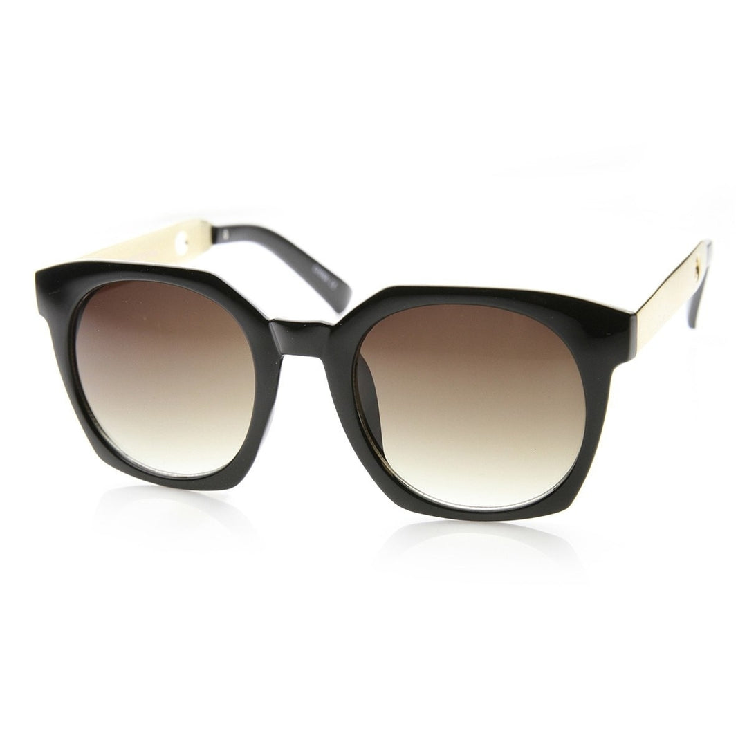 High Fashion Metal Temple Square Frame Womens Cat Eye Sunglasses Image 4