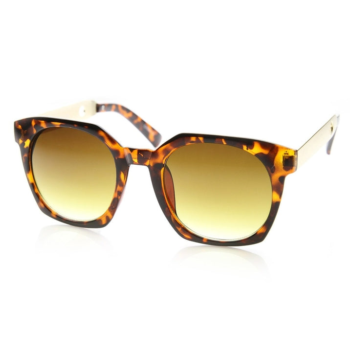 High Fashion Metal Temple Square Frame Womens Cat Eye Sunglasses Image 6