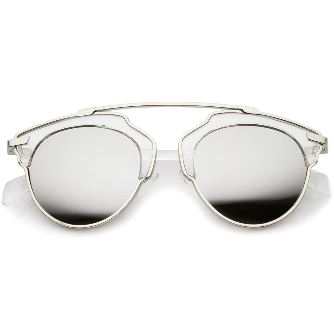 High Fashion Two-Toned Pantos Crossbar Color Mirror Lens Aviator Sunglasses 50mm Image 6