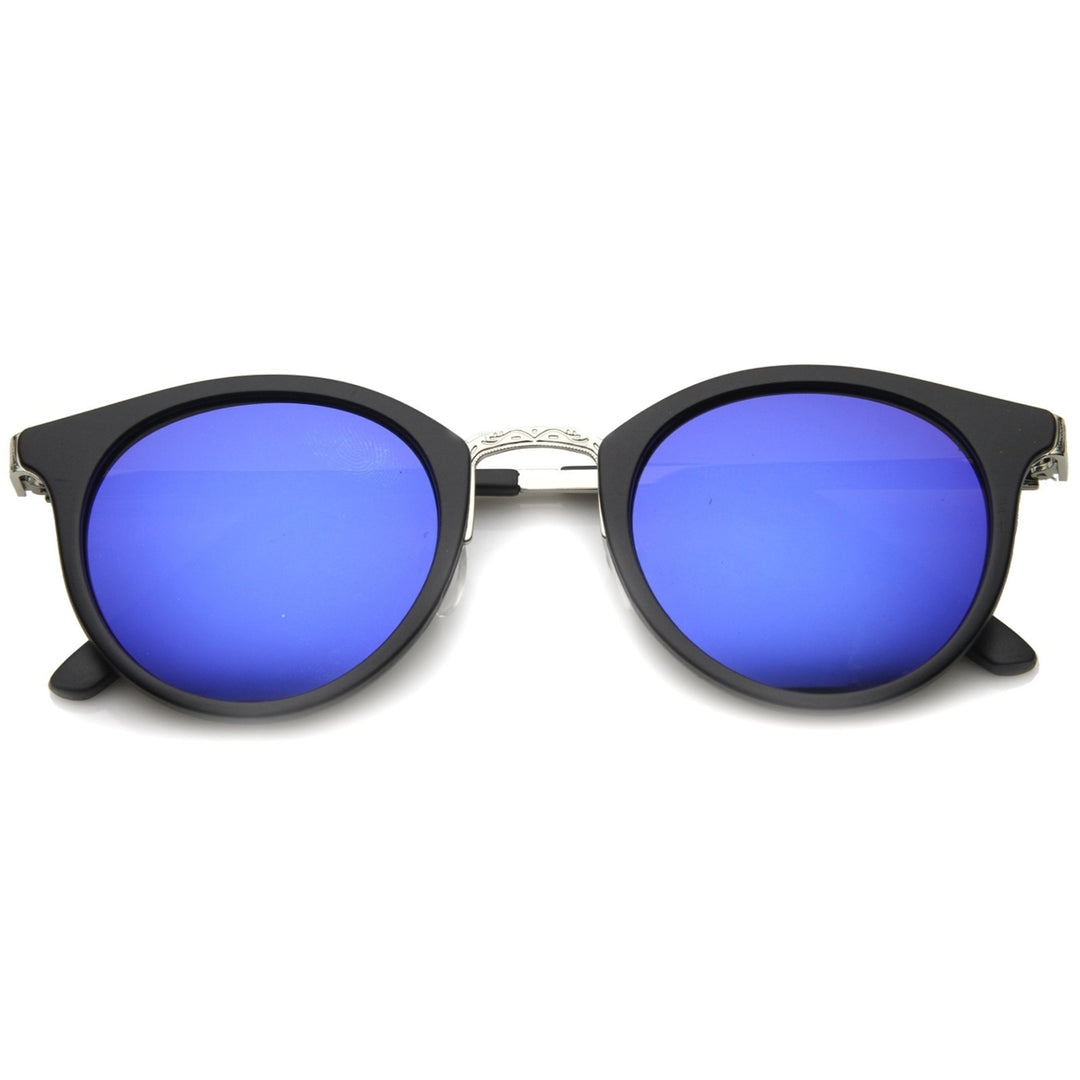 Horn Rimmed Sunglasses With UV400 Protected Mirrored Lens Image 1