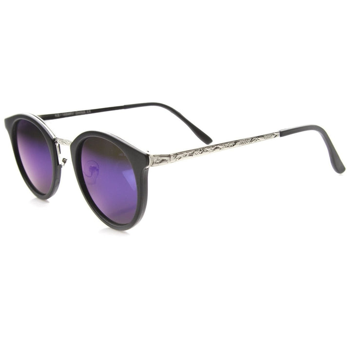 Horn Rimmed Sunglasses With UV400 Protected Mirrored Lens Image 3