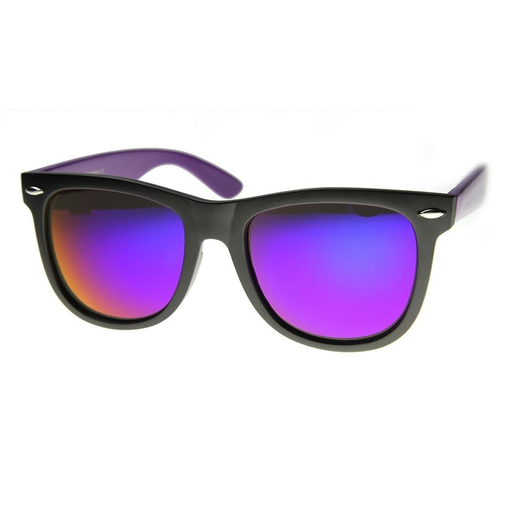 Large 2-Tone Flash Mirror Horn Rimmed Sunglasses Image 1