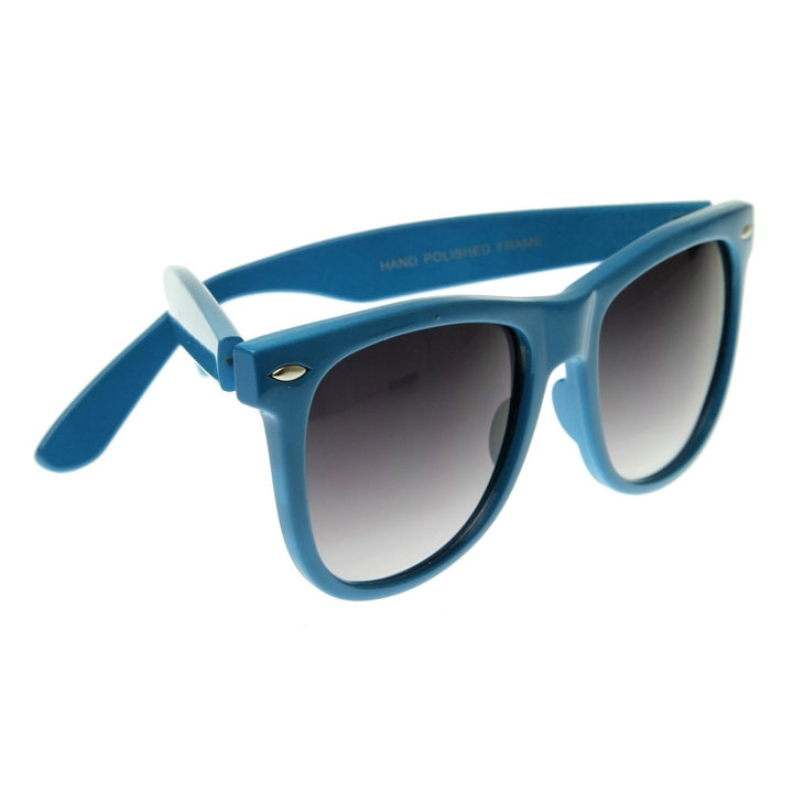 Large Classic Color Horn Rimmed Bright Retro Style Sunglasses Image 4