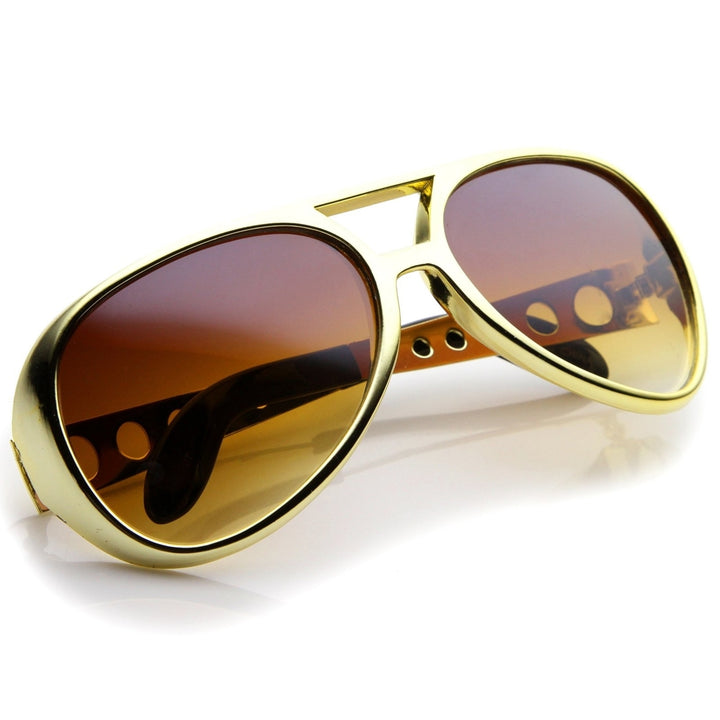 Large Elvis King Of Rock and Roll Aviator Sunglasses 63mm Image 4