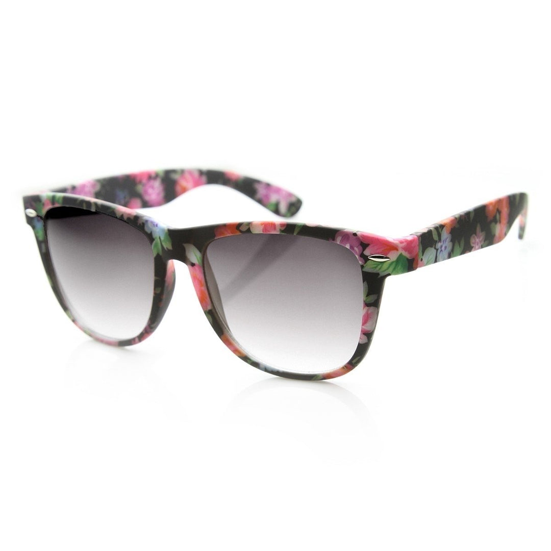 Floral Print Cat-Eye Sunglasses Women Horn Rimmed UV Protection 53mm Lens Image 3