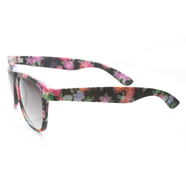 Large Floral Print Womens Fashion Horn Rimmed Sunglasses Image 4