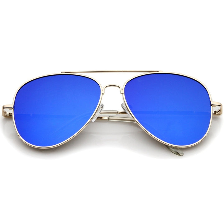 Large Metal Frame Colored Mirror Flat Lens Aviator Sunglasses 60mm Image 6