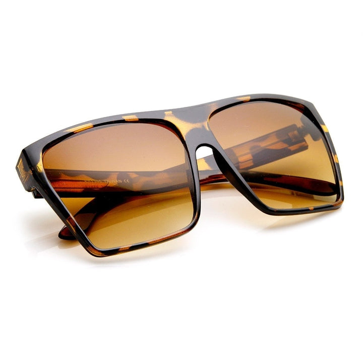 Large Oversized Retro Fashion Square Flat Top Sunglasses Image 4