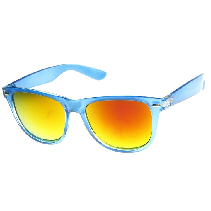 Large Oversized Translucent Frame Color Mirror Horn Rimmed Sunglasses Image 1