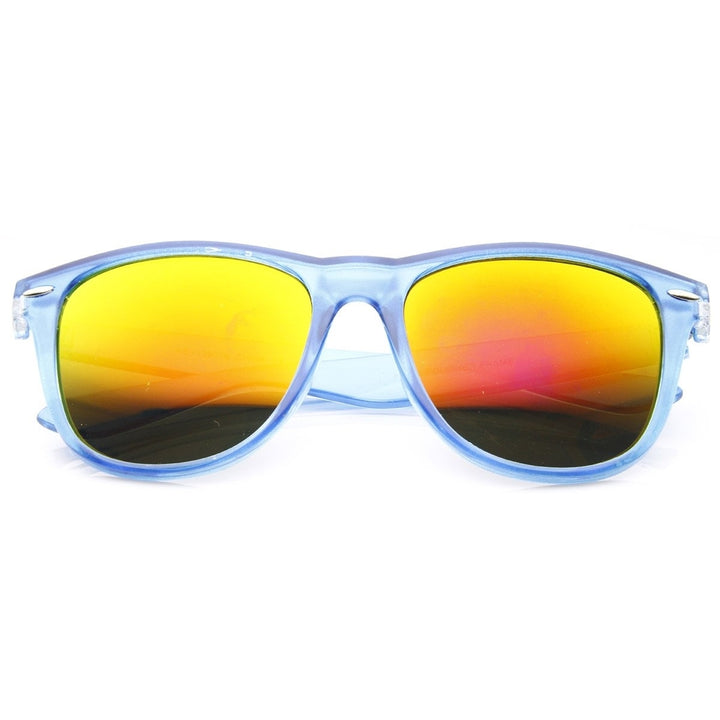 Large Oversized Translucent Frame Color Mirror Horn Rimmed Sunglasses Image 2