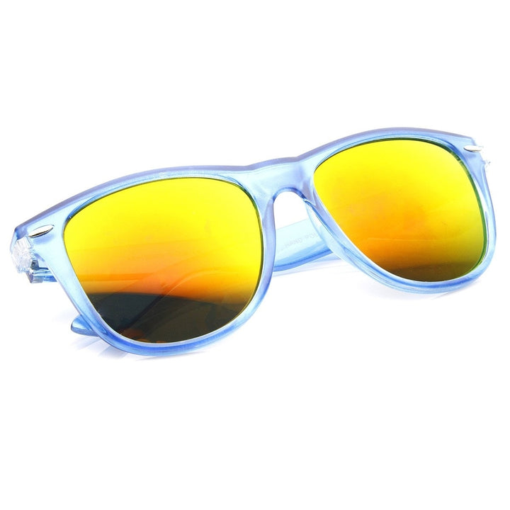 Large Oversized Translucent Frame Color Mirror Horn Rimmed Sunglasses Image 4