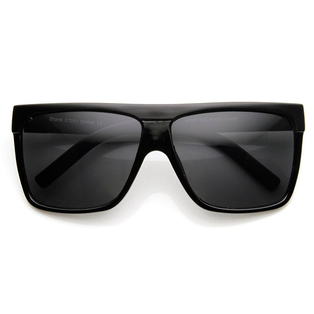 Large Retro Black Square Aviator Sunglasses UV Protection Plastic Frame 60mm Image 2