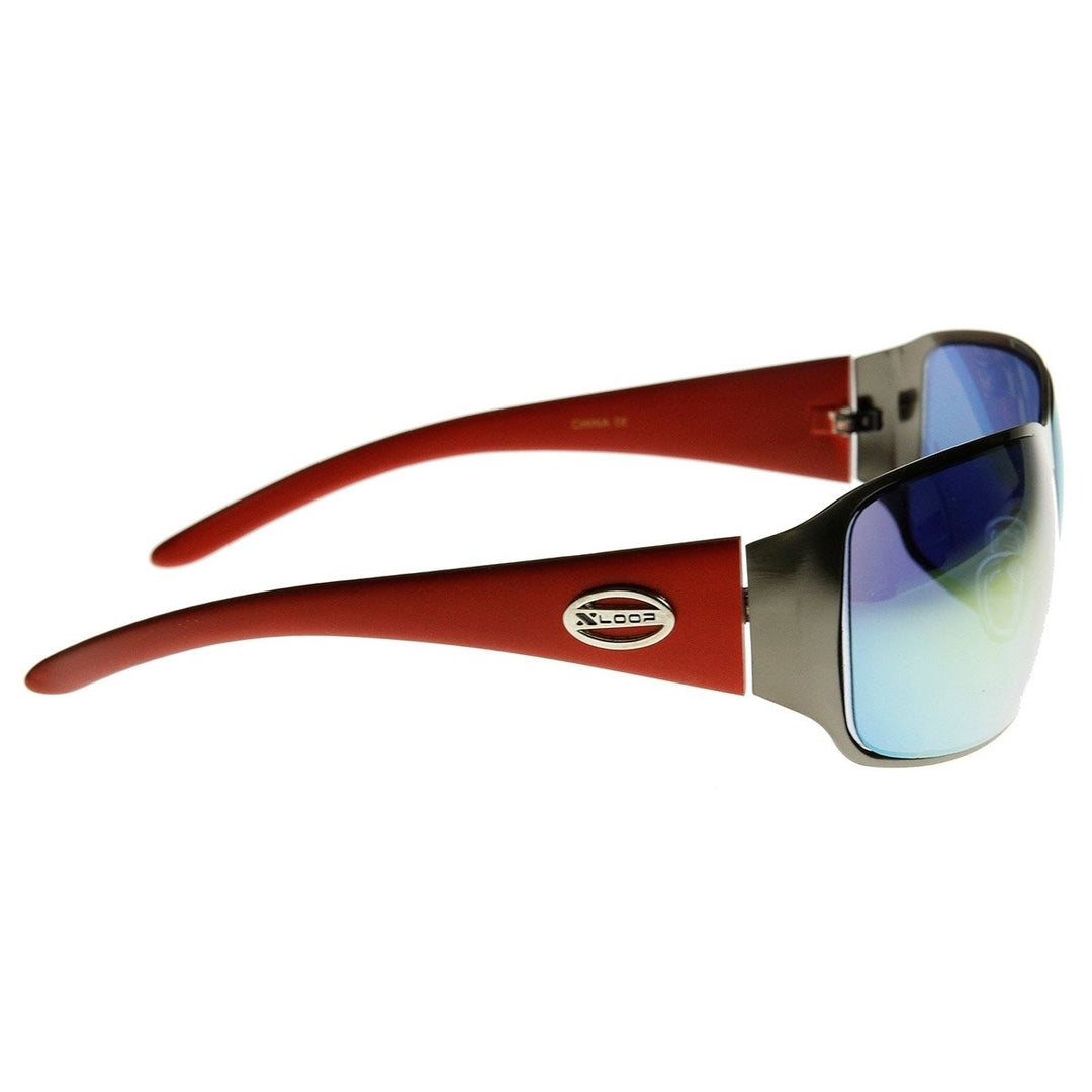 Large Square Metal Frame X-Loop Brand Sports Sunglasses Image 3