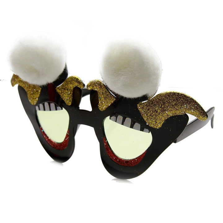 Furry Jester Clown Novelty Sunglasses Color Tinted Lenses Party Costume Accessory Image 2