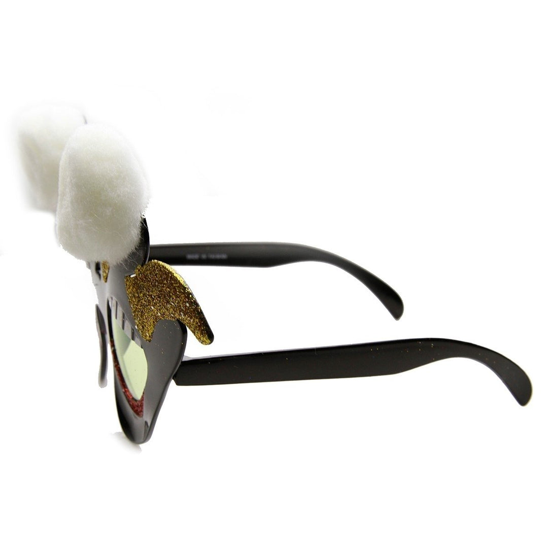 Furry Jester Clown Novelty Sunglasses Color Tinted Lenses Party Costume Accessory Image 3