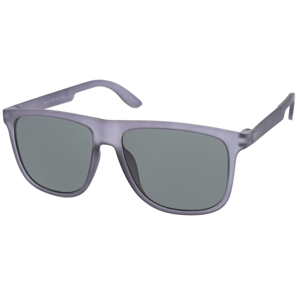 Lifestyle Rubberized Matte Finish Flat Top Square Sunglasses 55mm Image 2