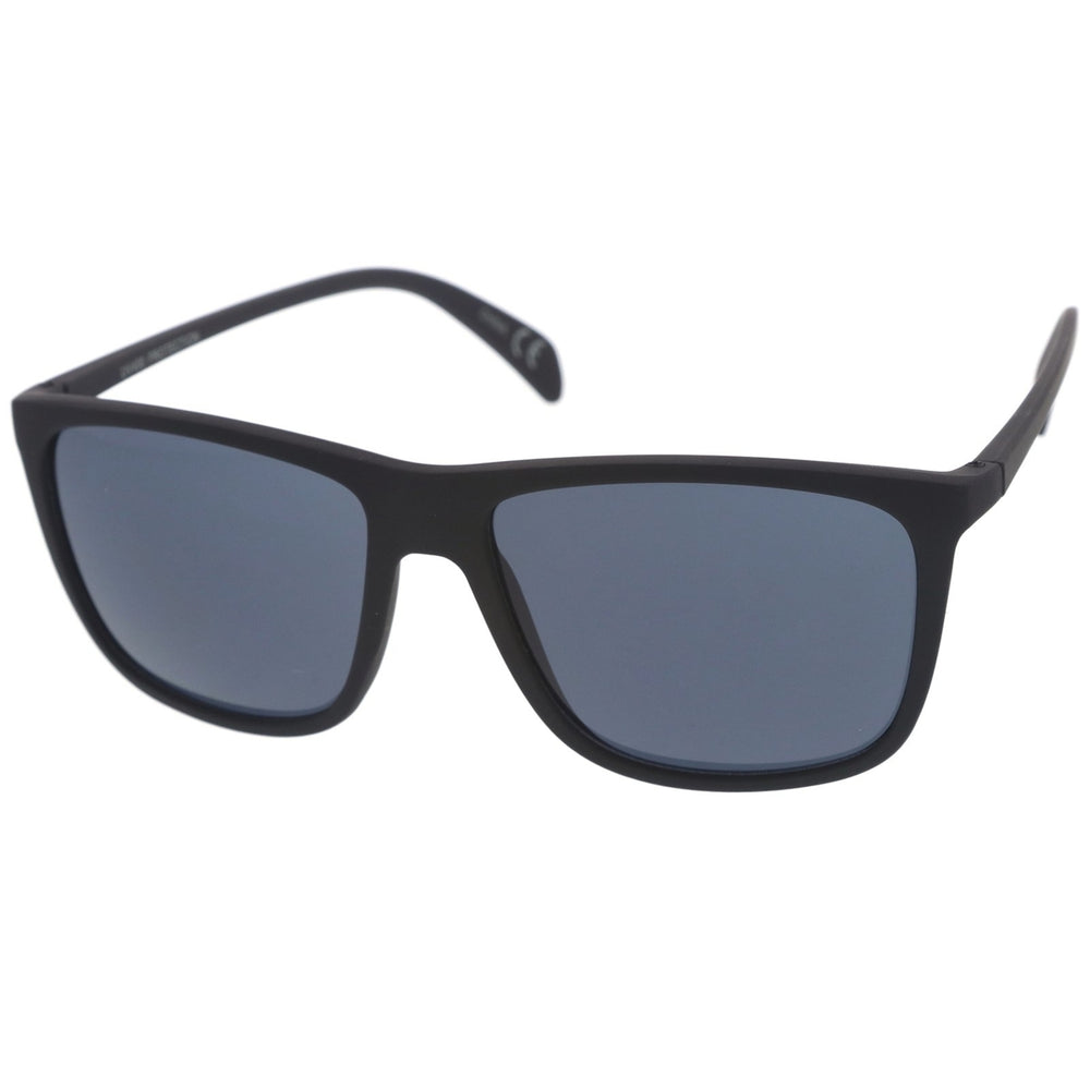 Lifestyle Rubberized Matte Finish Slim Temple Flat Top Square Sunglasses 56mm Image 2
