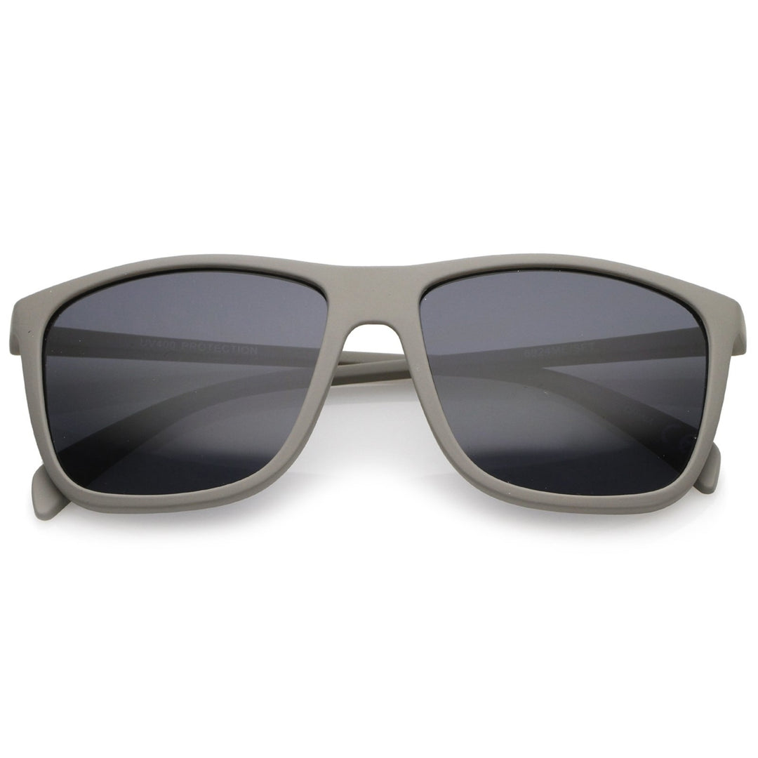 Lifestyle Rubberized Matte Finish Slim Temple Flat Top Square Sunglasses 56mm Image 4