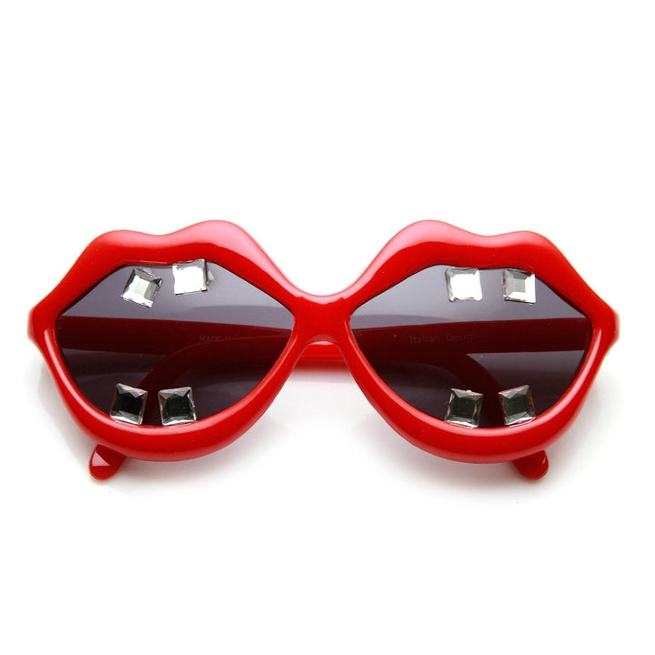 Lip Shaped And Teeth Pink Red Lips Novelty Party Sunglasses Image 1