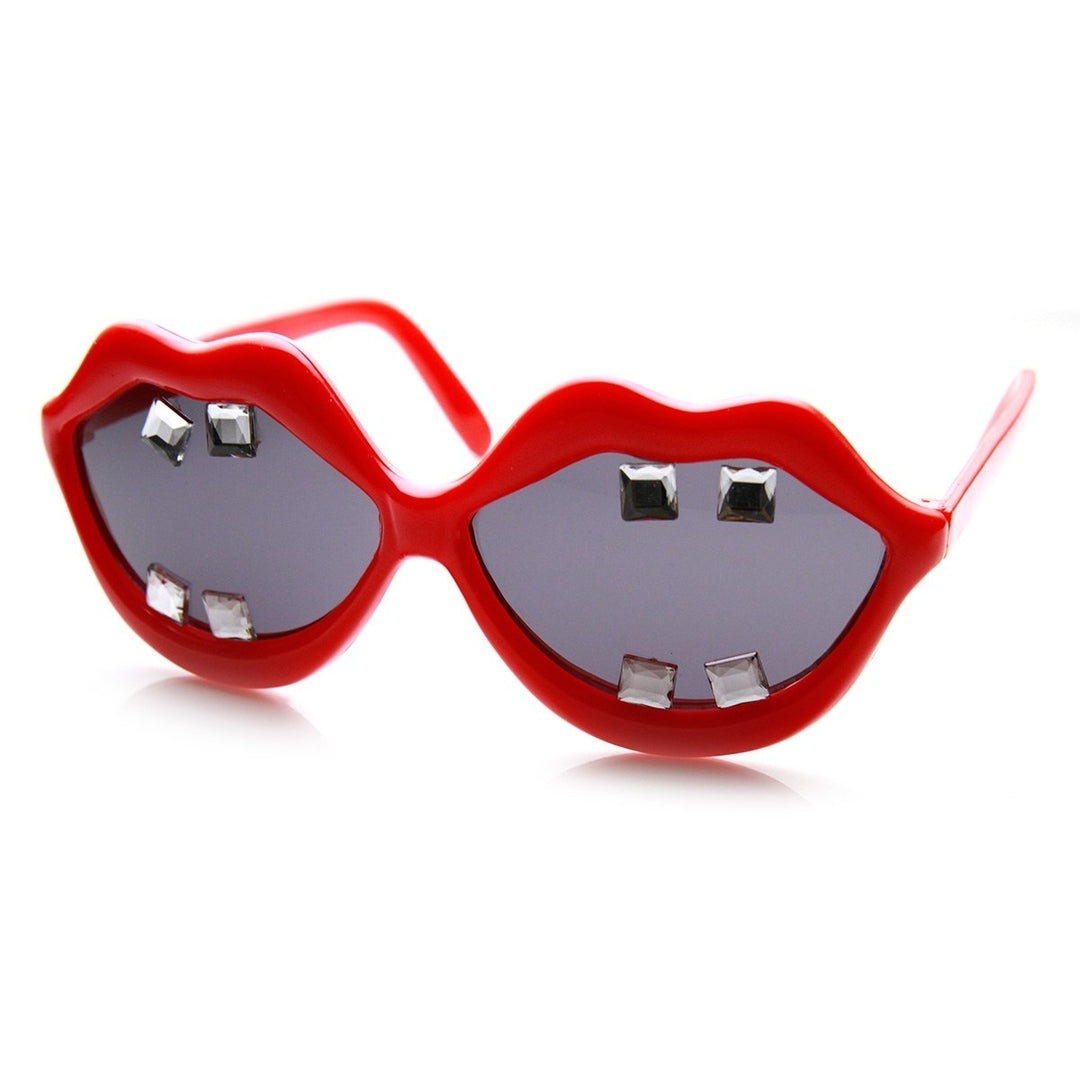 Lip Shaped And Teeth Pink Red Lips Novelty Party Sunglasses Image 2