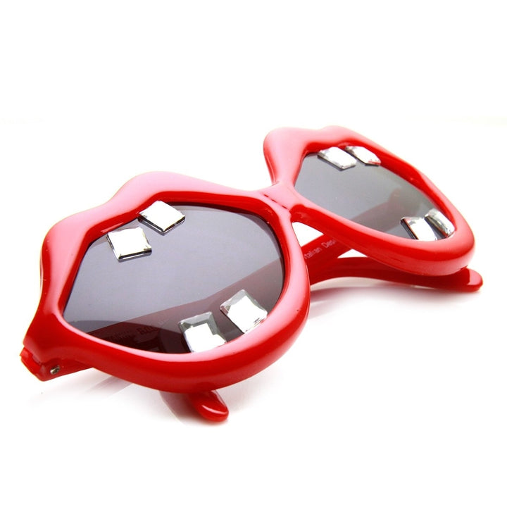 Lip Shaped And Teeth Pink Red Lips Novelty Party Sunglasses Image 4