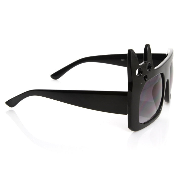 Luxe Inspired Oversized Kitty Cat Head Sunglasses UV Protection Acetate Frame Image 2