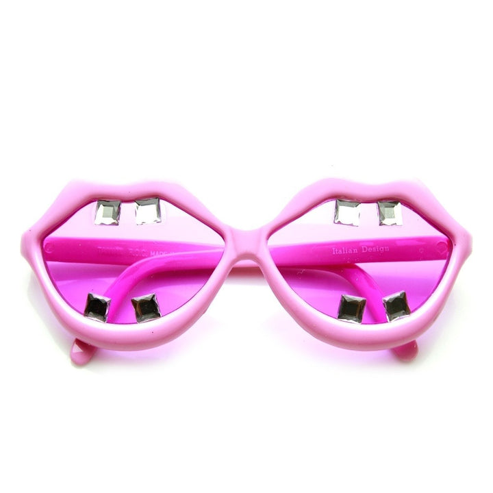 Lip Shaped Novelty Sunglasses Pink Red Teeth UV400 Protection Party Accessory Image 4