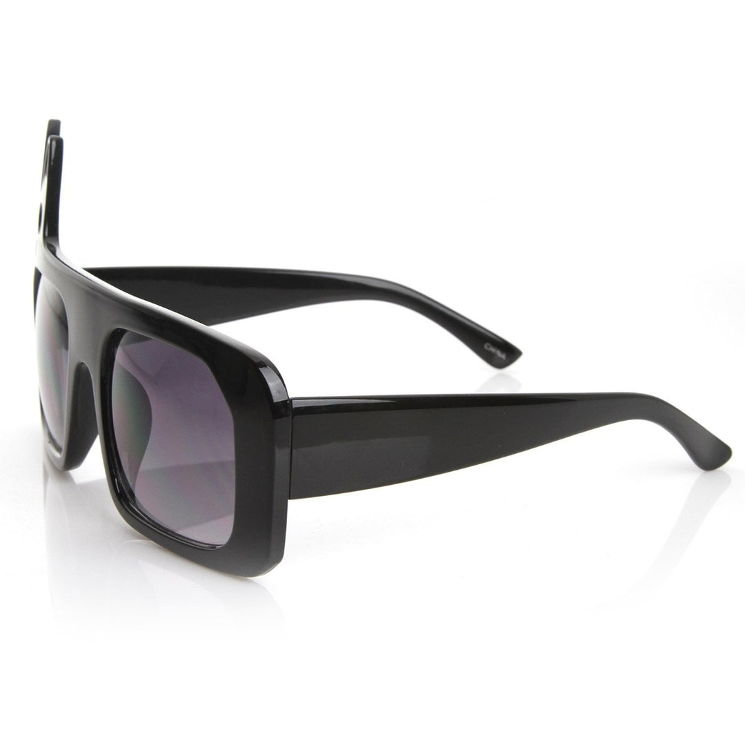 Luxe Inspired Oversized Kitty Cat Head Sunglasses UV Protection Acetate Frame Image 3