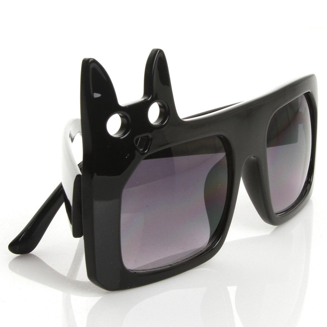 Luxe Inspired Oversized Kitty Cat Head Sunglasses UV Protection Acetate Frame Image 4