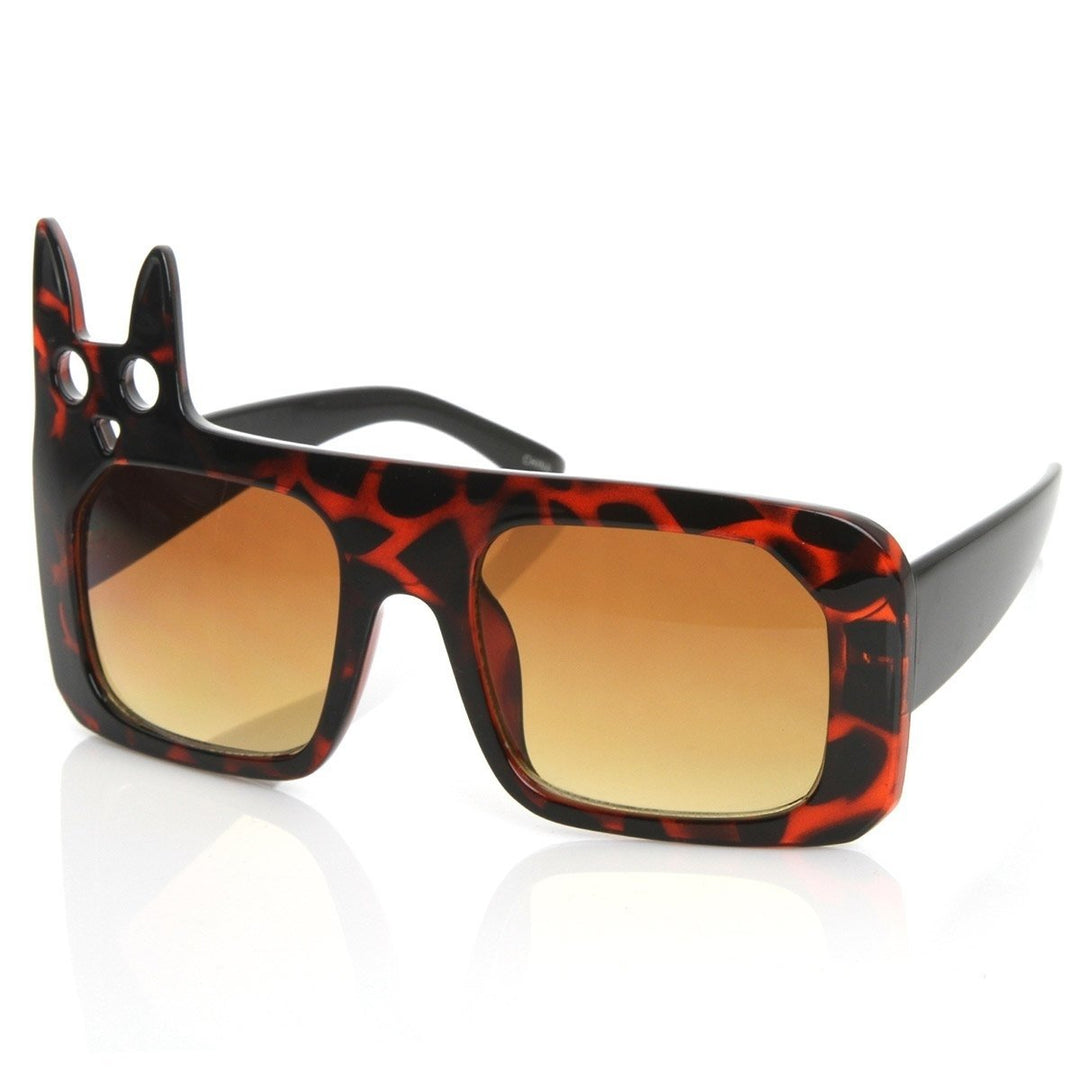 Luxe Inspired Oversized Kitty Cat Head Sunglasses UV Protection Acetate Frame Image 4