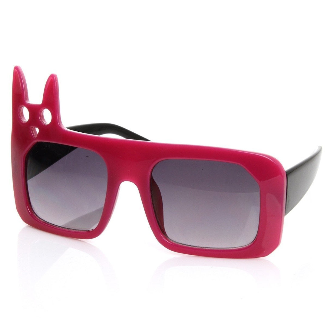 Luxe Inspired Oversized Kitty Cat Head Sunglasses UV Protection Acetate Frame Image 6