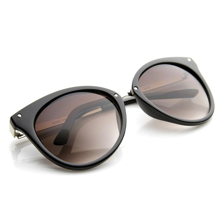 Medium Pointed Cat Eye Sunglasses Horn Rimmed Oversized UV Protection Studs Image 4